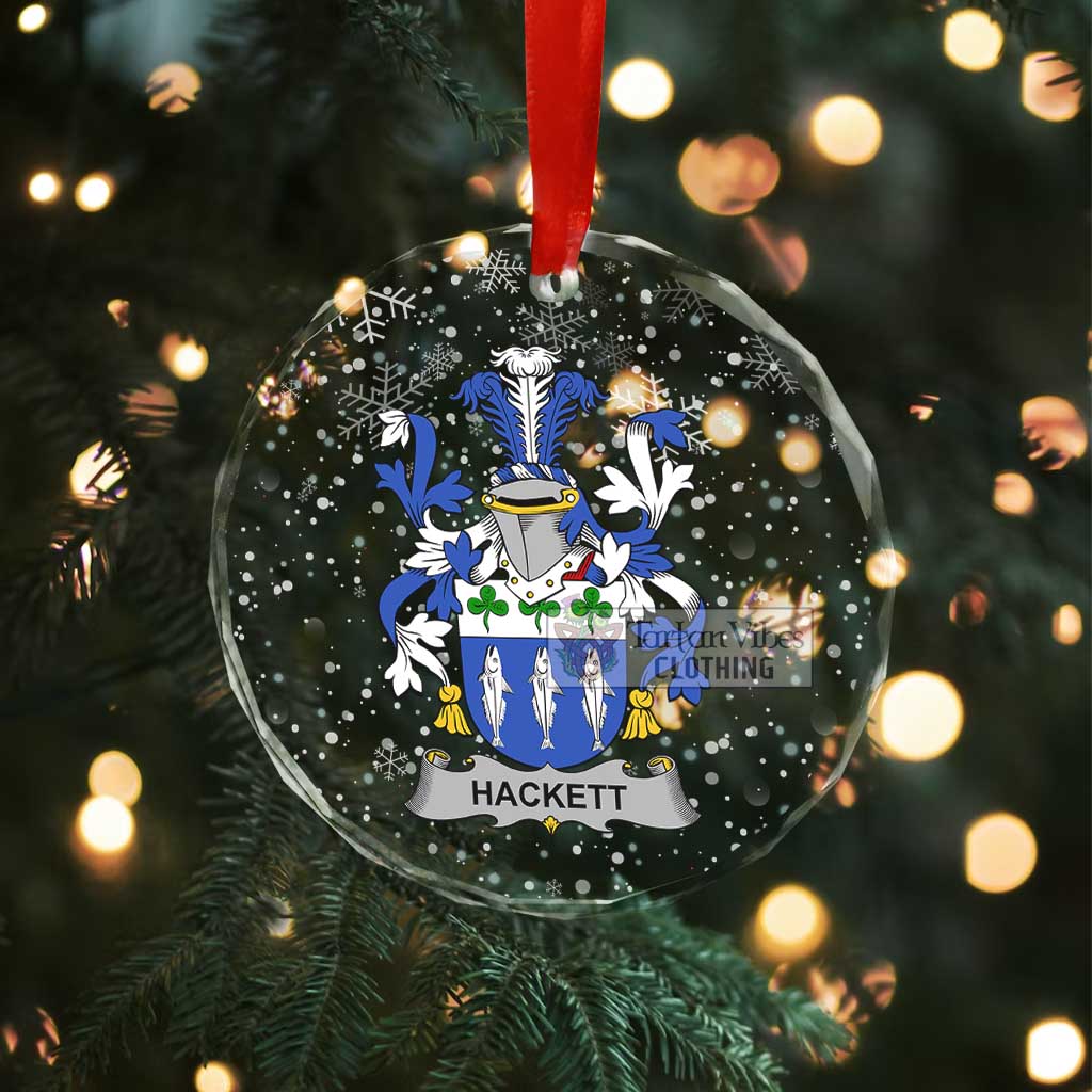 Hackett Irish Clan Christmas Glass Ornament with Coat of Arms - 2D-tartanvibesclothing
