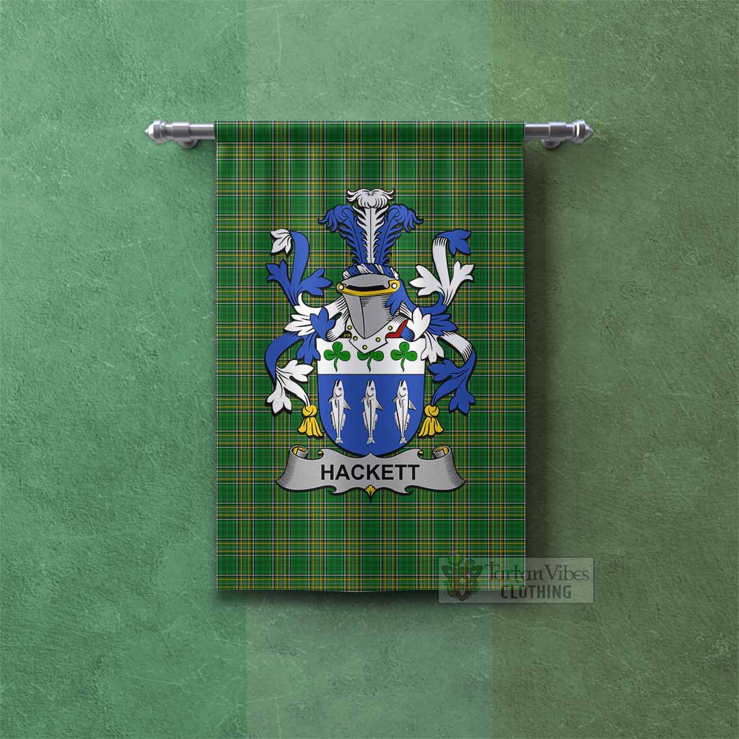Hackett Irish Clan Tartan Gonfalon, Tartan Banner with Coat of Arms Rectangle - Tartan Vibes Clothing