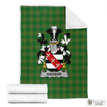 Hadsor Irish Clan Tartan Blanket with Coat of Arms X-Large 59 x 79 inches 150 x 200 cm - Tartan Vibes Clothing