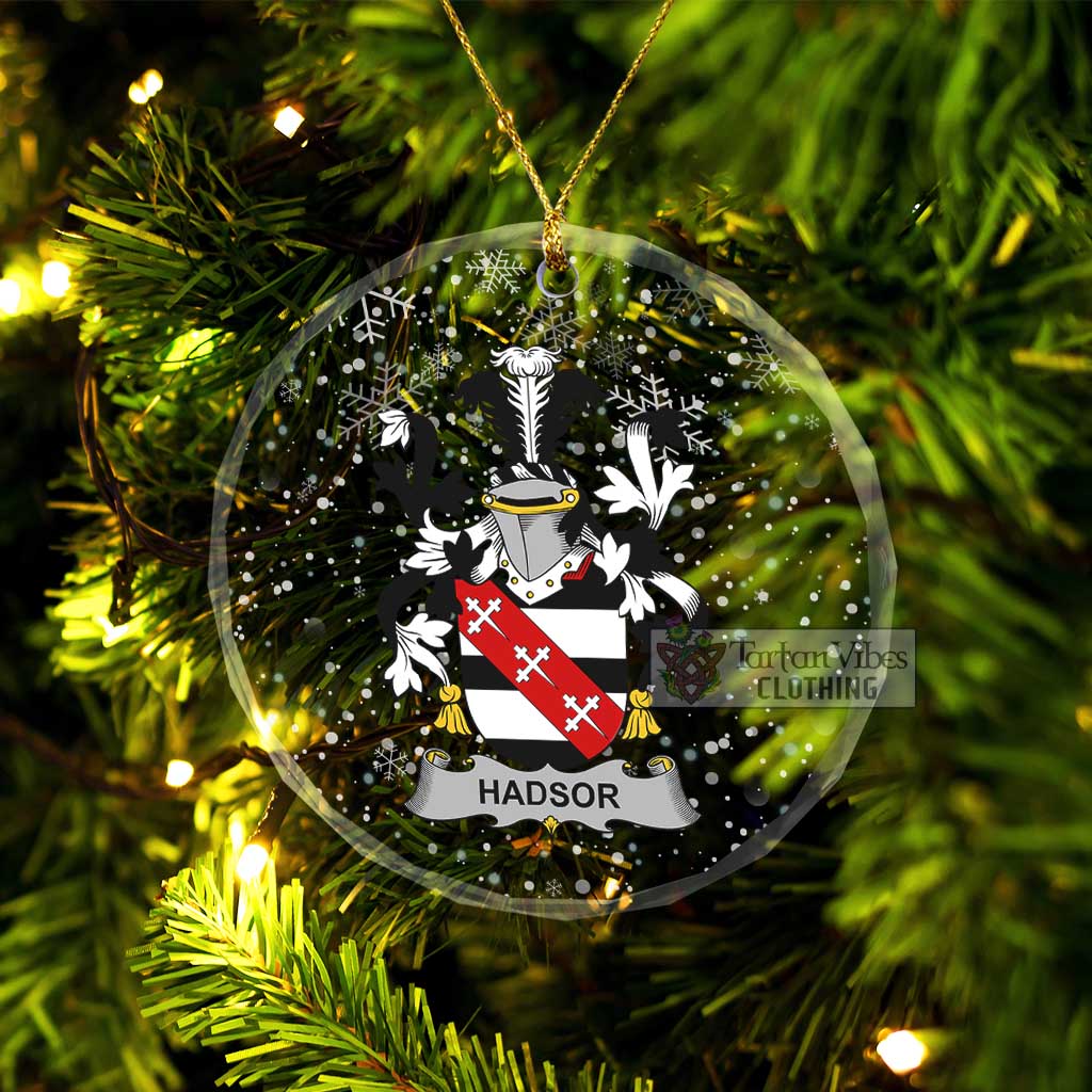 Hadsor Irish Clan Christmas Glass Ornament with Coat of Arms Transparent Glass Circle - 2D-tartanvibesclothing