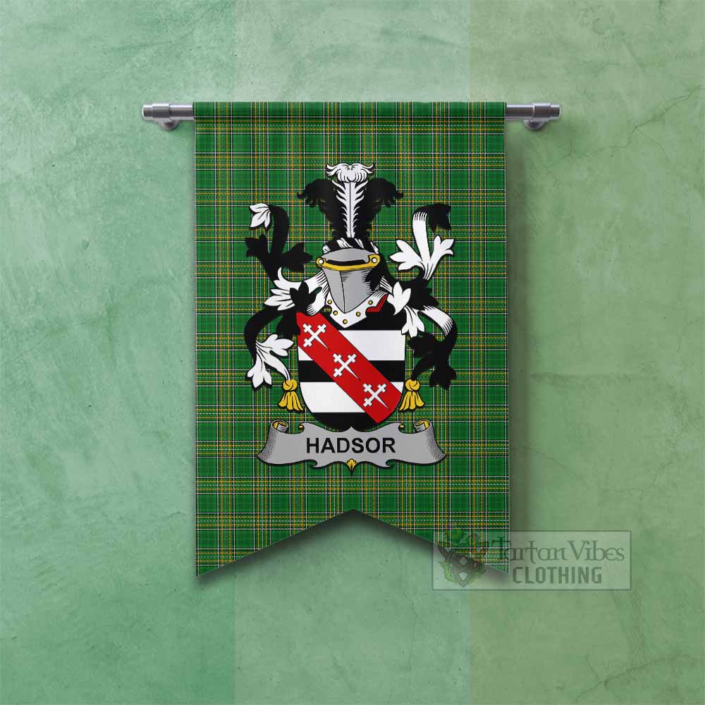 Tartan Vibes Clothing Hadsor Irish Clan Tartan Gonfalon, Tartan Banner with Coat of Arms