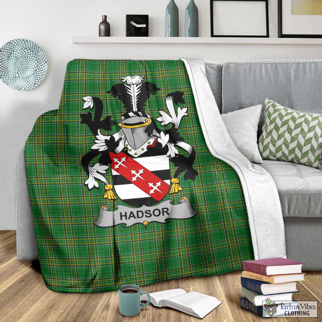 Hadsor Irish Clan Tartan Blanket with Coat of Arms - Tartan Vibes Clothing