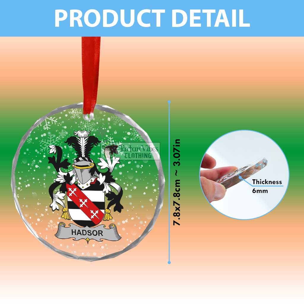 Hadsor Irish Clan Christmas Glass Ornament with Coat of Arms - 2D-tartanvibesclothing