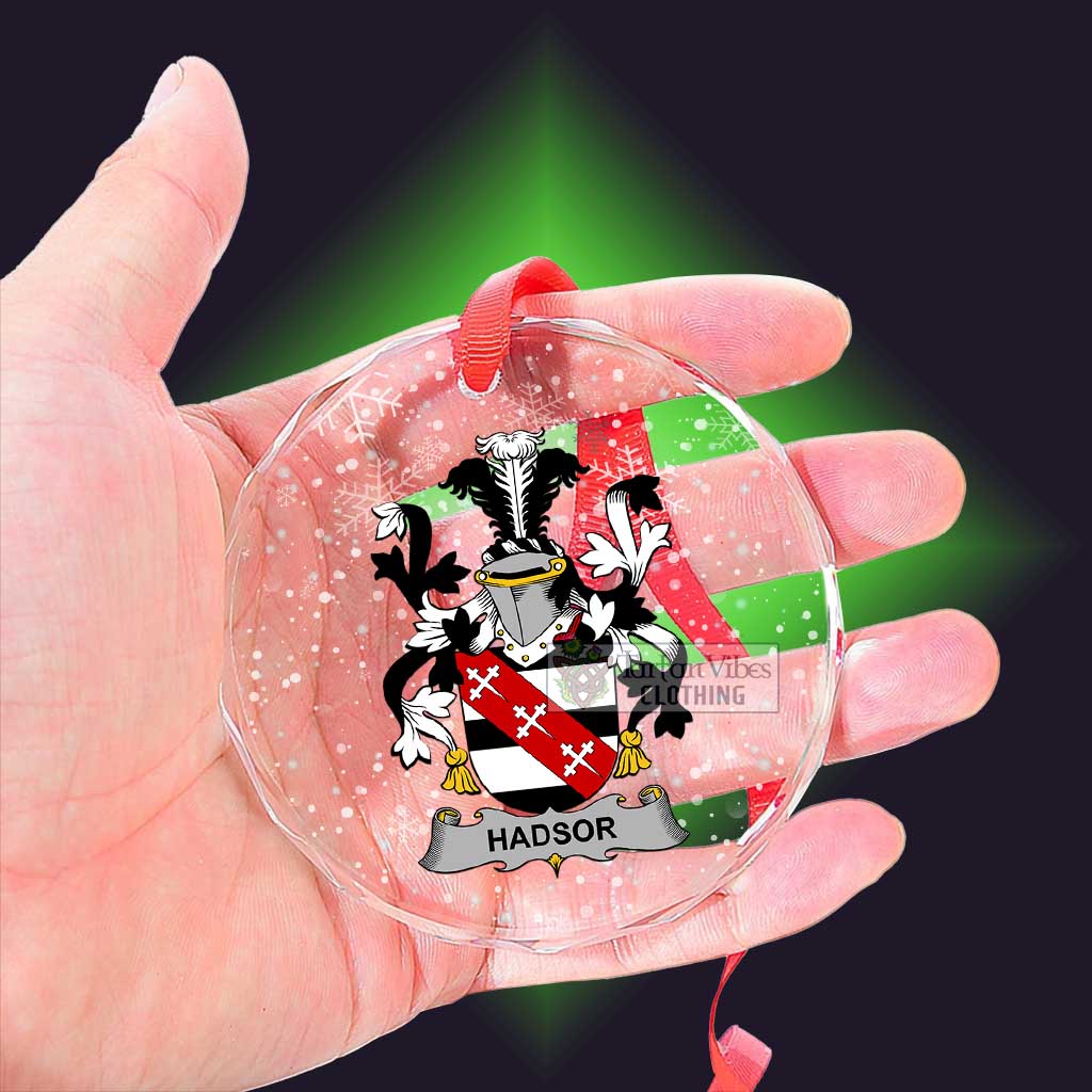Hadsor Irish Clan Christmas Glass Ornament with Coat of Arms - 2D-tartanvibesclothing
