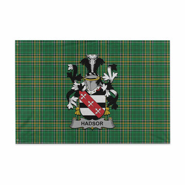 Tartan Vibes Clothing Hadsor Irish Clan Tartan House Flag with Coat of Arms