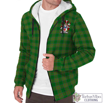 Tartan Vibes Clothing Haffey Ireland Clan Tartan Sherpa Hoodie with Coat of Arms