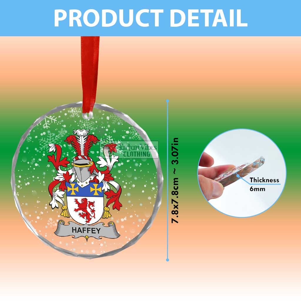 Tartan Vibes Clothing Haffey Irish Clan Christmas Glass Ornament with Coat of Arms