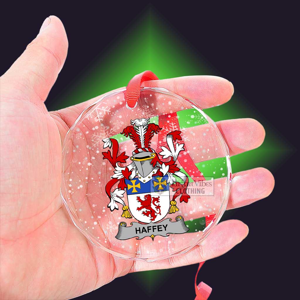 Tartan Vibes Clothing Haffey Irish Clan Christmas Glass Ornament with Coat of Arms