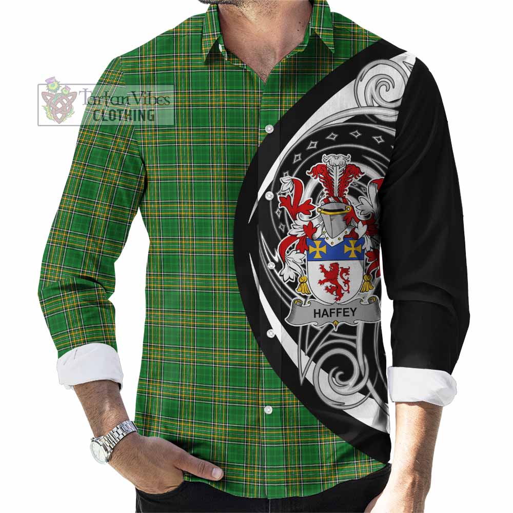 Tartan Vibes Clothing Haffey Irish Clan Long Sleeve Button Shirt Celtic Circle Style