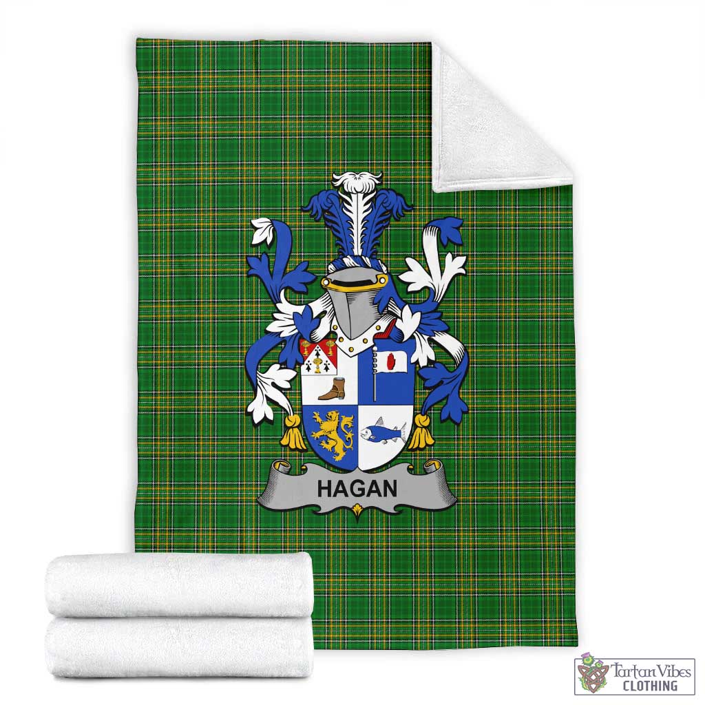 Hagan Irish Clan Tartan Blanket with Coat of Arms X-Large 59 x 79 inches 150 x 200 cm - Tartan Vibes Clothing