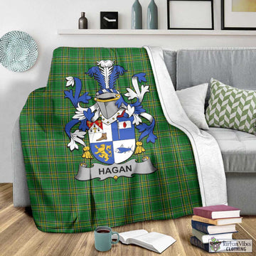 Tartan Vibes Clothing Hagan Irish Clan Tartan Blanket with Coat of Arms