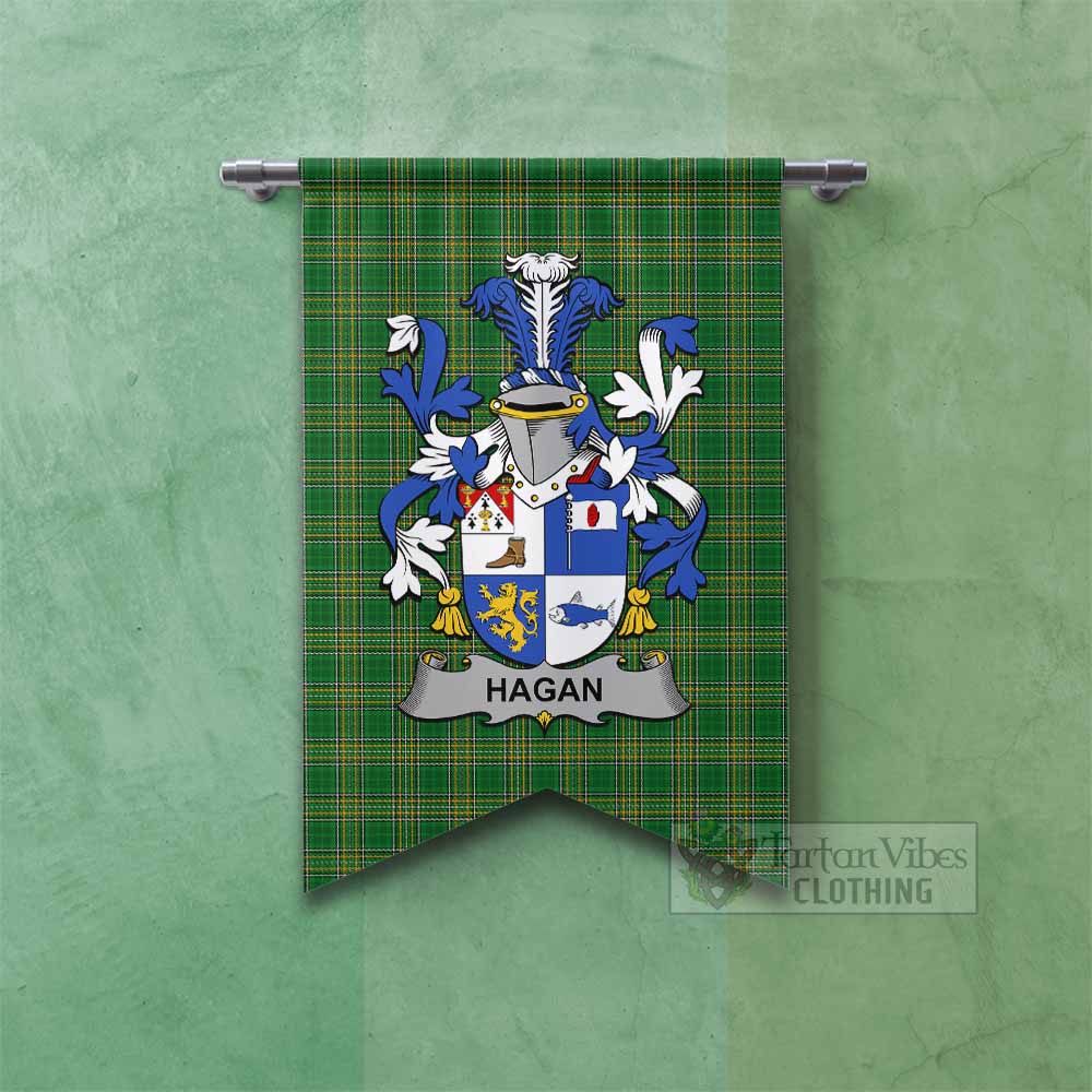 Hagan Irish Clan Tartan Gonfalon, Tartan Banner with Coat of Arms Fishtail - Tartan Vibes Clothing