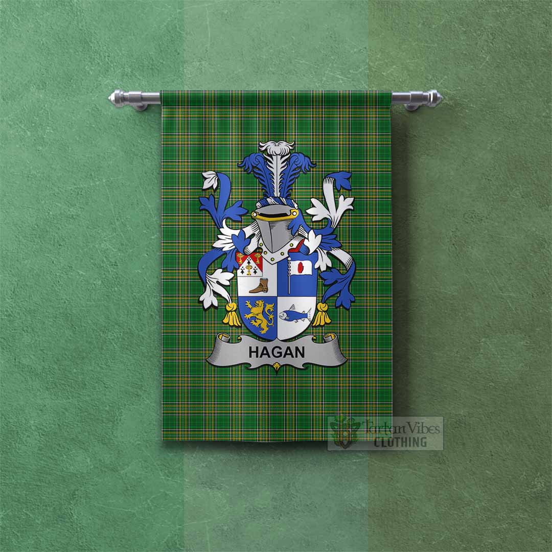 Hagan Irish Clan Tartan Gonfalon, Tartan Banner with Coat of Arms Rectangle - Tartan Vibes Clothing
