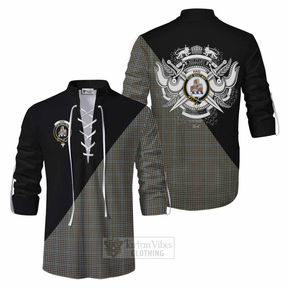 Tartan Vibes Clothing Haig Tartan Ghillie Kilt Shirt with Family Crest and Military Logo Style