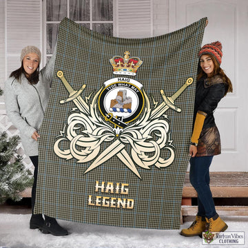 Haig Tartan Blanket with Clan Crest and the Golden Sword of Courageous Legacy