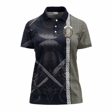 Tartan Vibes Clothing Haig Tartan Women's Polo Shirt with Family Crest Cross Sword Thistle Celtic Vibes