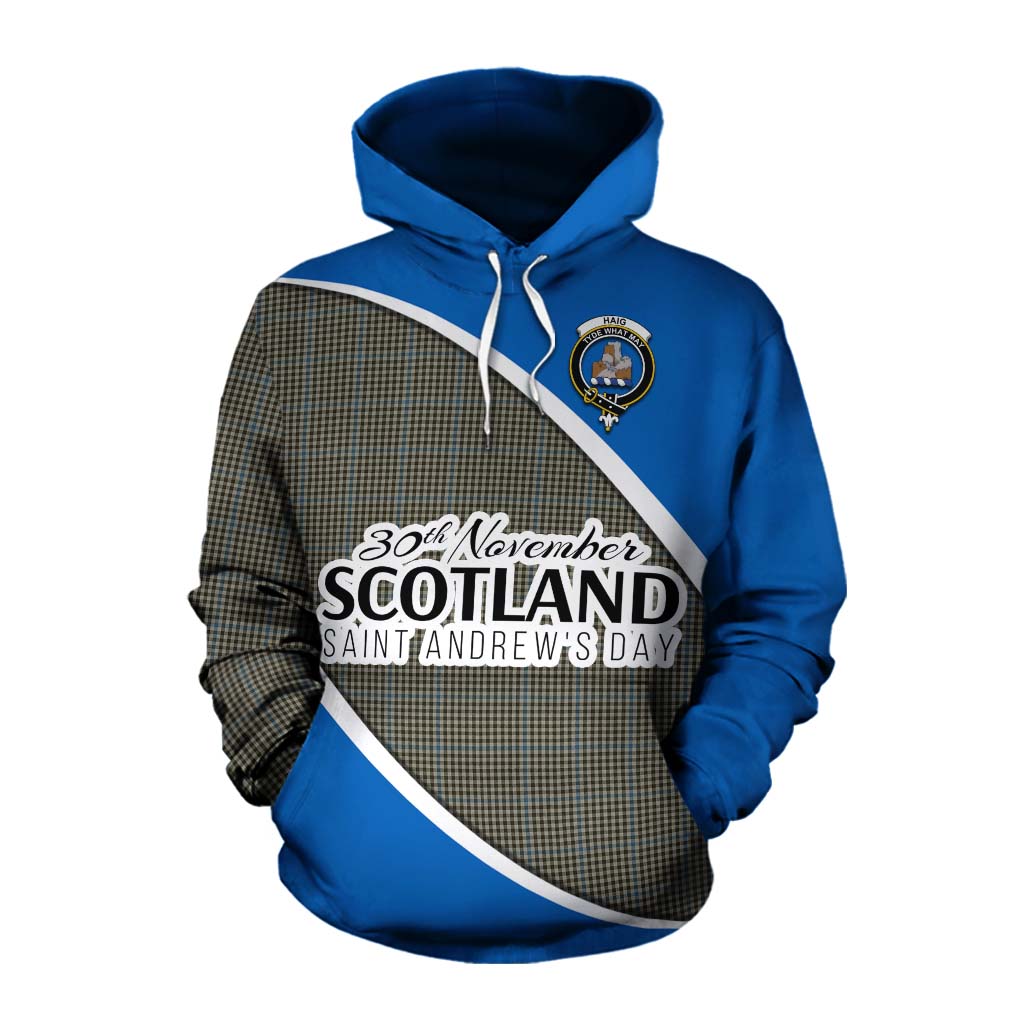 Tartan Vibes Clothing Haig Family Crest Tartan Cotton Hoodie Celebrate Saint Andrew's Day in Style
