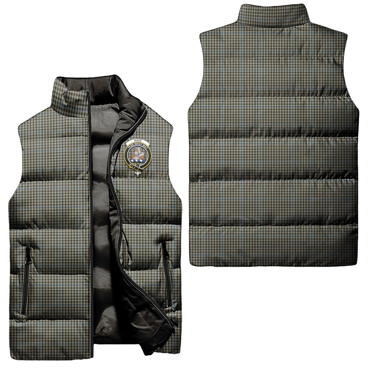 Haig Tartan Sleeveless Puffer Jacket with Family Crest Unisex - Tartanvibesclothing