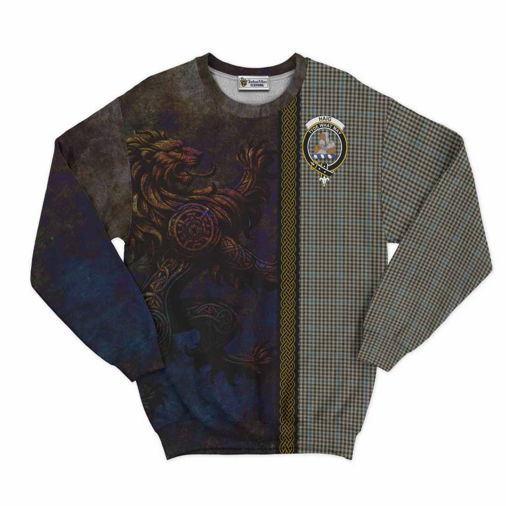 Tartan Vibes Clothing Haig Tartan Family Crest Sweatshirt Alba Gu Brath Be Brave Lion Ancient Style