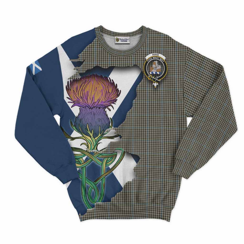 Tartan Vibes Clothing Haig Tartan Family Crest Sweatshirt Scottish Thistle Celtic Inspired