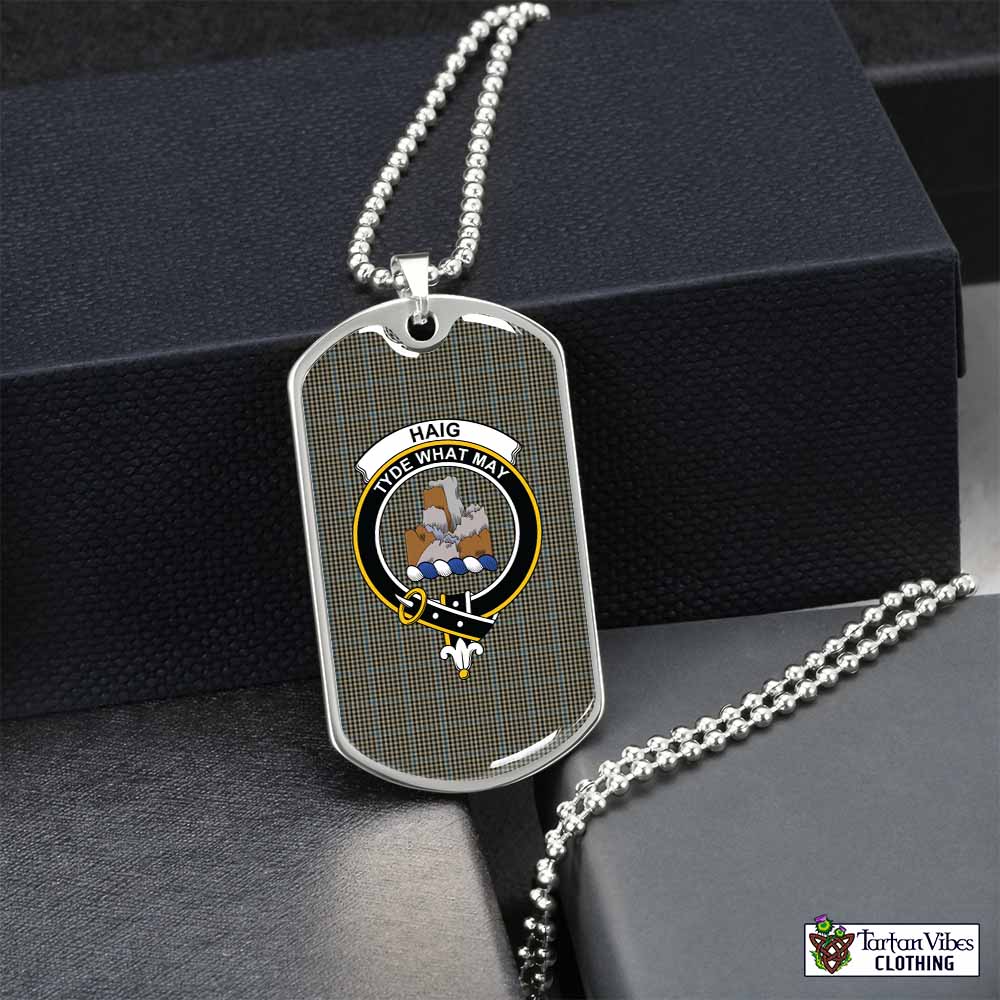 Tartan Vibes Clothing Haig Tartan Dog Tag Necklace with Family Crest