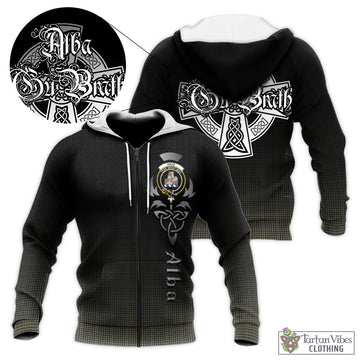 Haig Tartan Knitted Hoodie Featuring Alba Gu Brath Family Crest Celtic Inspired