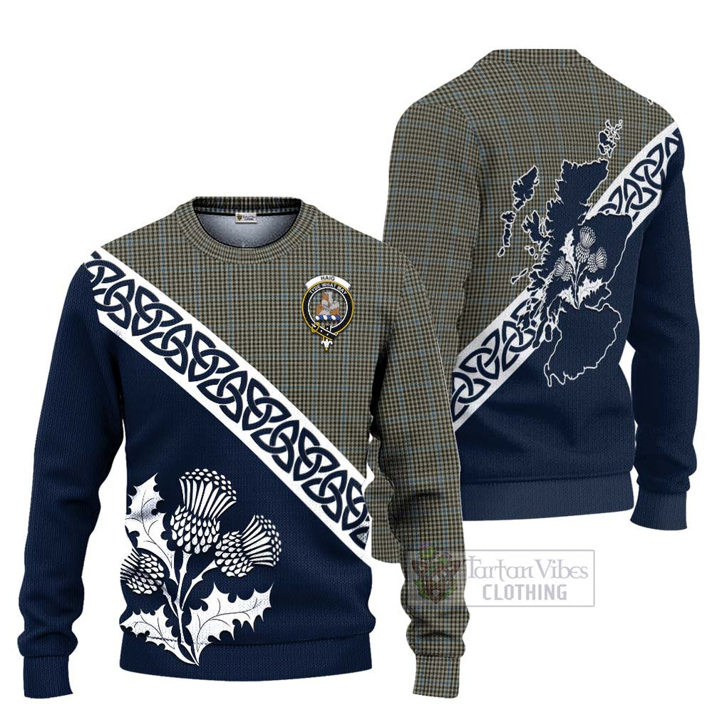 Tartan Vibes Clothing Haig Tartan Knitted Sweater Featuring Thistle and Scotland Map