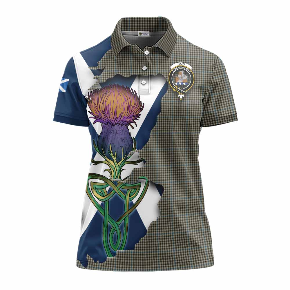 Tartan Vibes Clothing Haig Tartan Family Crest Women's Polo Shirt Scottish Thistle Celtic Inspired