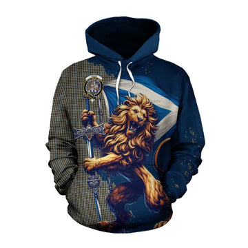 Tartan Vibes Clothing Haig Tartan Family Crest Cotton Hoodie with Scottish Majestic Lion