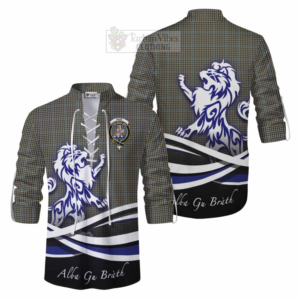 Tartan Vibes Clothing Haig Tartan Ghillie Kilt Shirt with Alba Gu Brath Regal Lion Emblem