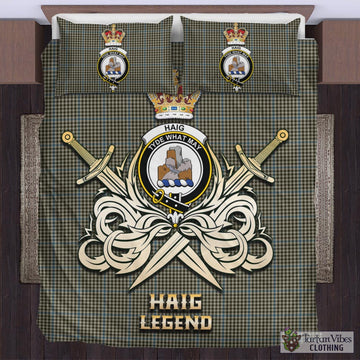 Haig Tartan Bedding Set with Clan Crest and the Golden Sword of Courageous Legacy