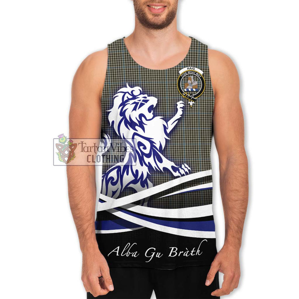 Haig Tartan Men's Tank Top with Alba Gu Brath Regal Lion Emblem Men - Tartanvibesclothing Shop