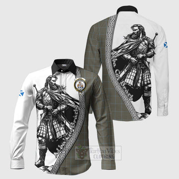 Tartan Vibes Clothing Haig Tartan Clan Crest Long Sleeve Button Shirt with Highlander Warrior Celtic Style