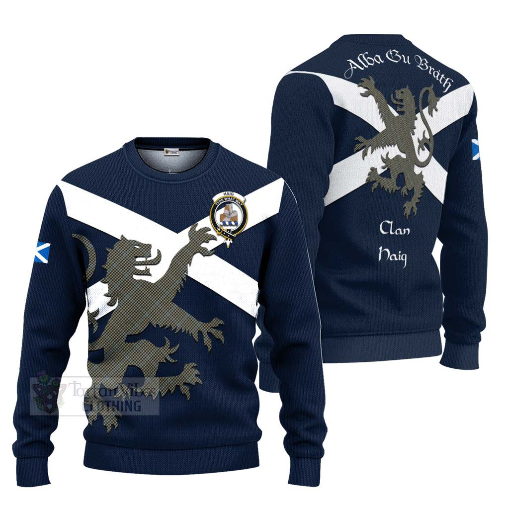 Tartan Vibes Clothing Haig Tartan Lion Rampant Knitted Sweater – Proudly Display Your Heritage with Alba Gu Brath and Clan Name