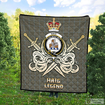 Haig Tartan Quilt with Clan Crest and the Golden Sword of Courageous Legacy