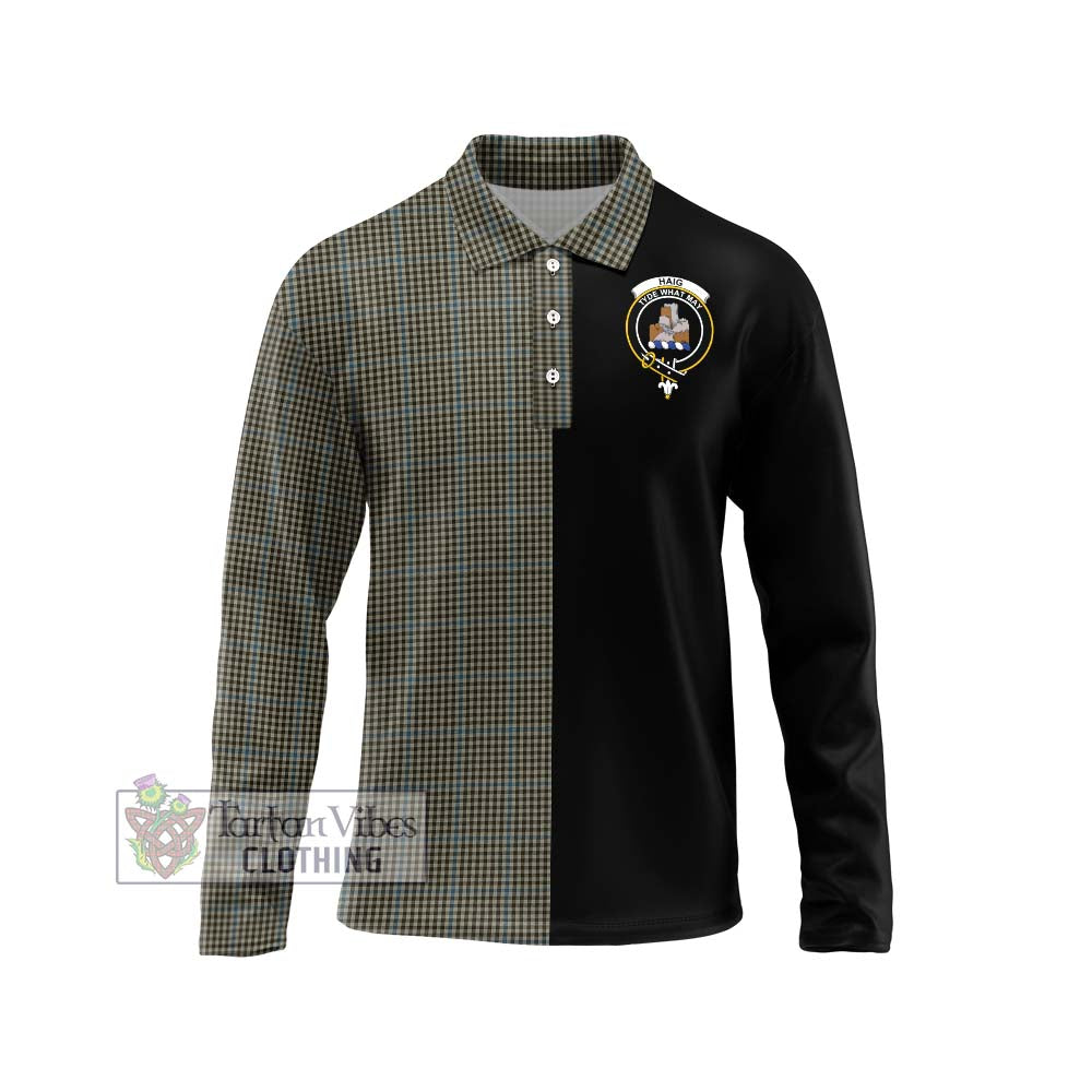 Haig Tartan Long Sleeve Polo Shirt with Family Crest and Half Of Me Style Unisex - Tartanvibesclothing Shop