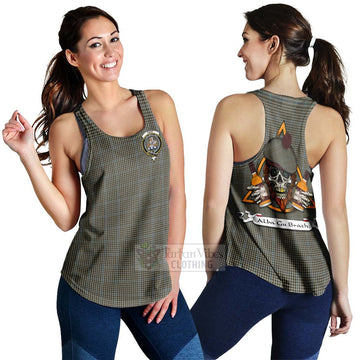Tartan Vibes Clothing Haig Tartan Women's Racerback Tanks with Family Crest and Bearded Skull Holding Bottles of Whiskey