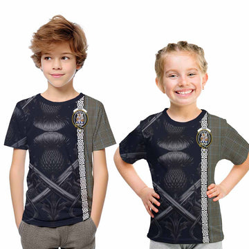 Tartan Vibes Clothing Haig Tartan Kid T-Shirt with Family Crest Cross Sword Thistle Celtic Vibes