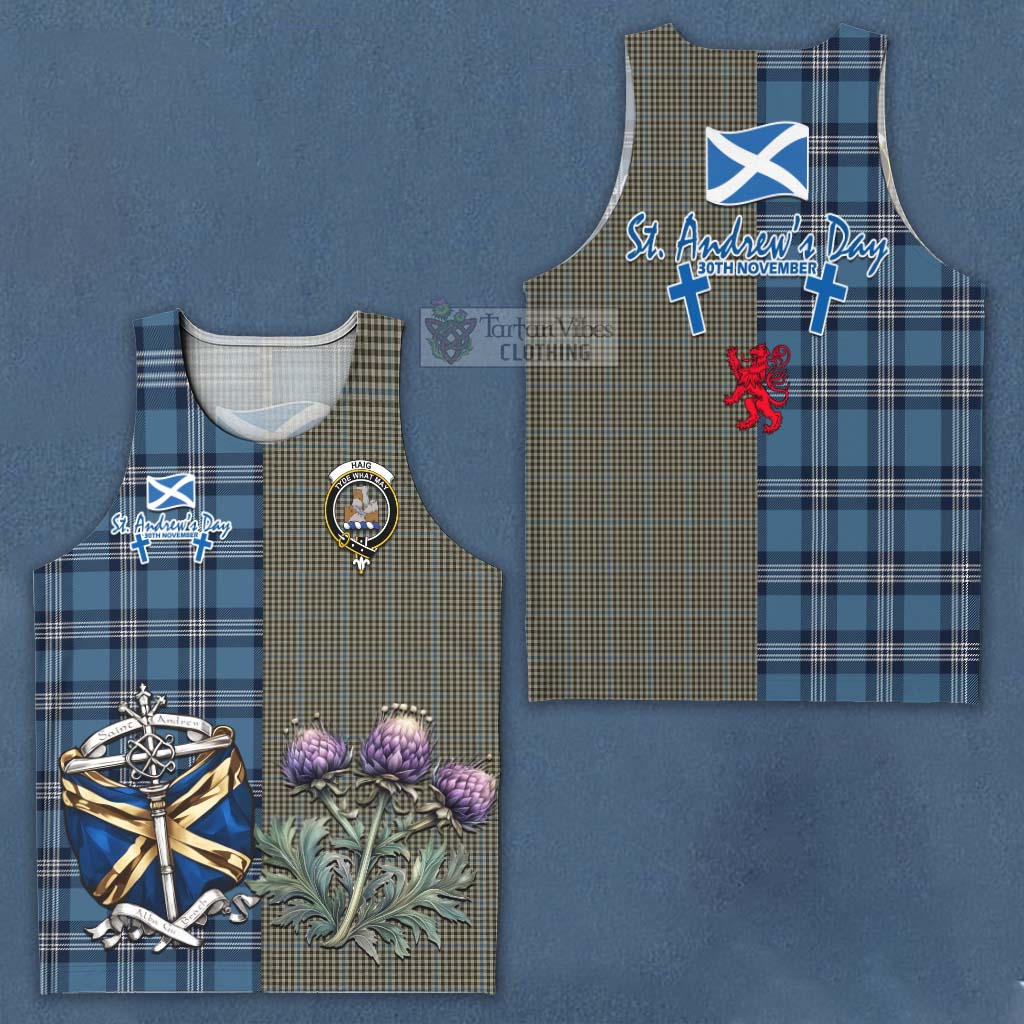 Tartan Vibes Clothing Haig Tartan Men's Tank Top Happy St. Andrew's Day Half Tartan Style