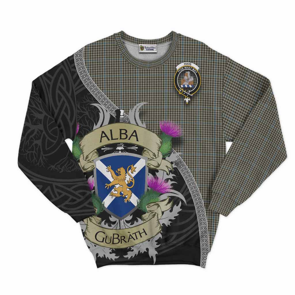 Tartan Vibes Clothing Haig Tartan Family Crest Sweatshirt Lion Rampant Royal Thistle Shield Celtic Inspired