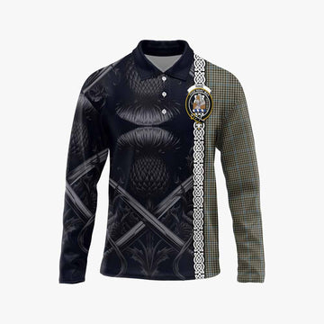 Tartan Vibes Clothing Haig Tartan Long Sleeve Polo Shirt with Family Crest Cross Sword Thistle Celtic Vibes
