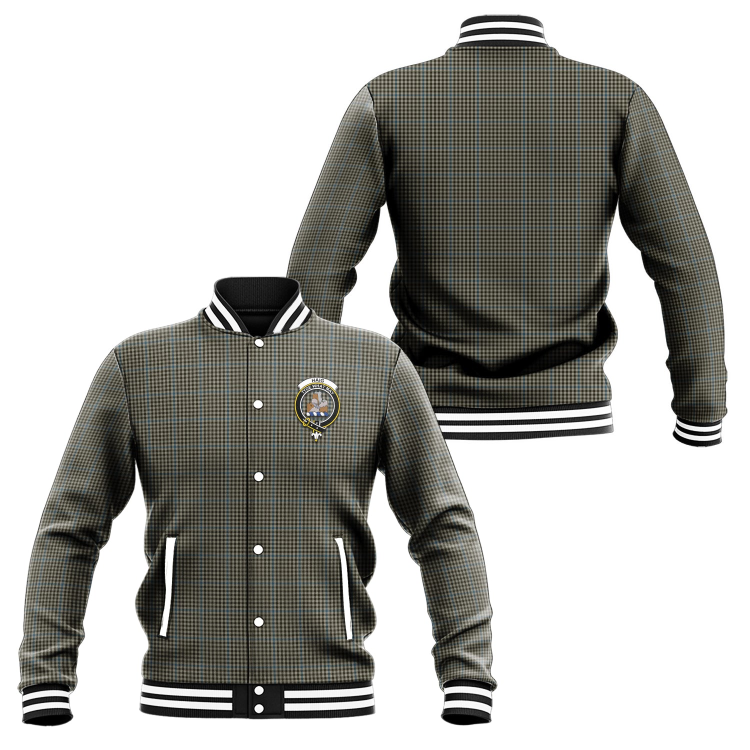 Haig Tartan Baseball Jacket with Family Crest Unisex - Tartan Vibes Clothing