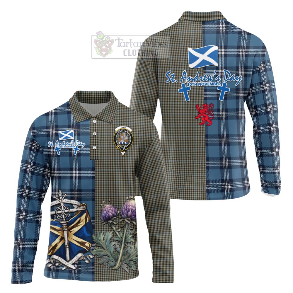 Tartan Vibes Clothing Haig Tartan Long Sleeve Polo Shirt Happy St. Andrew's Day Half Tartan Style