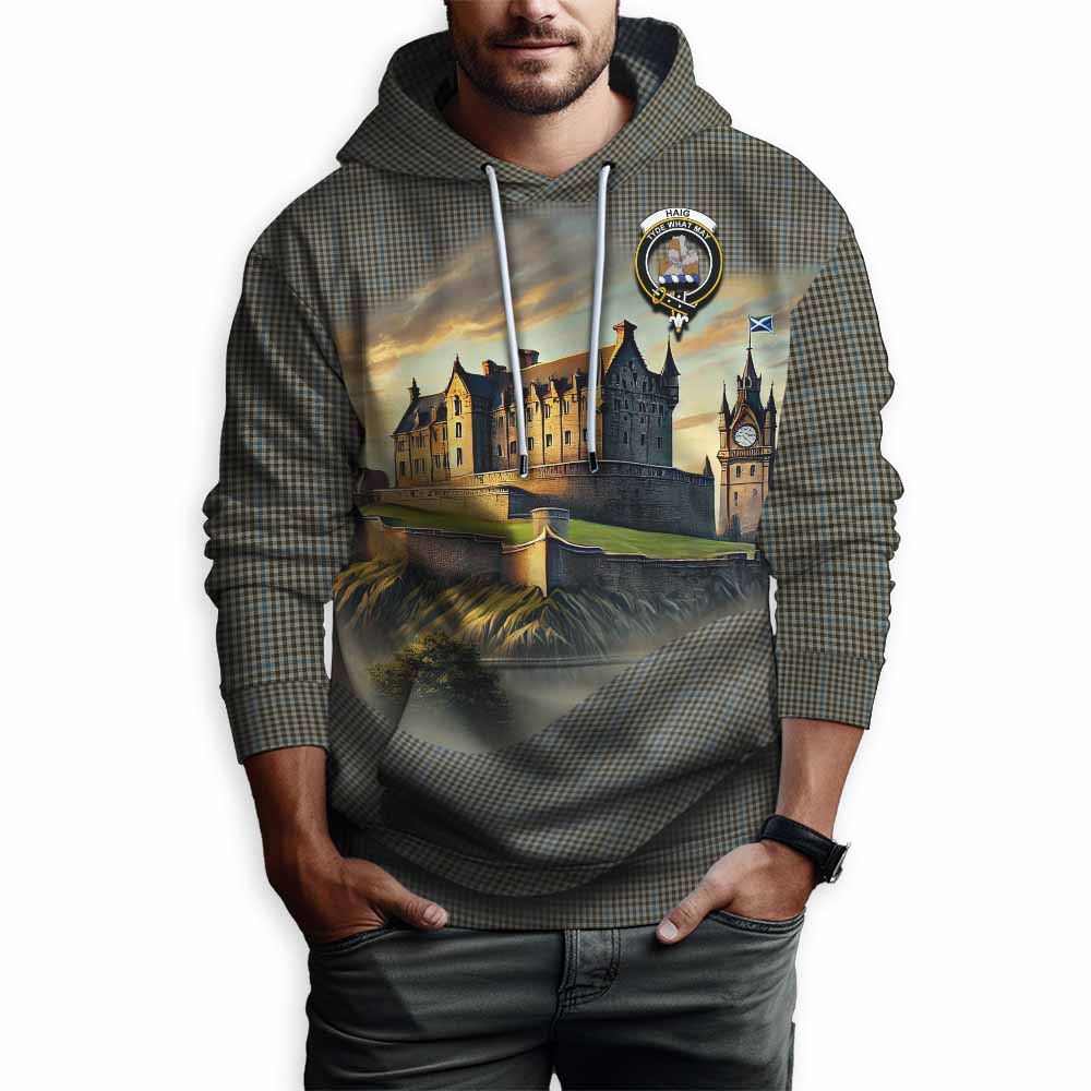 Tartan Vibes Clothing Haig Tartan Family Crest Hoodie with Scottish Ancient Castle Style