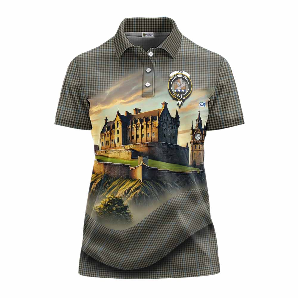 Tartan Vibes Clothing Haig Tartan Family Crest Women's Polo Shirt with Scottish Ancient Castle Stype