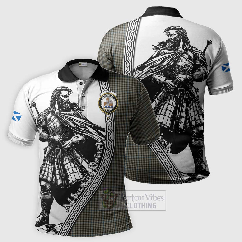 Tartan Vibes Clothing Haig Tartan Clan Crest Polo Shirt with Highlander Warrior Celtic Style