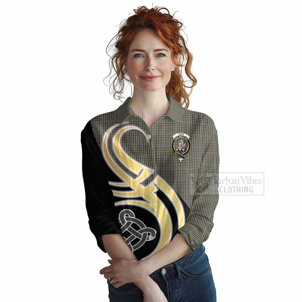Tartan Vibes Clothing Haig Tartan Women's Casual Shirt with Family Crest and Celtic Symbol Style