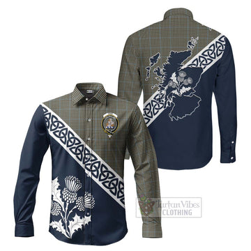 Tartan Vibes Clothing Haig Tartan Long Sleeve Button Shirt Featuring Thistle and Scotland Map