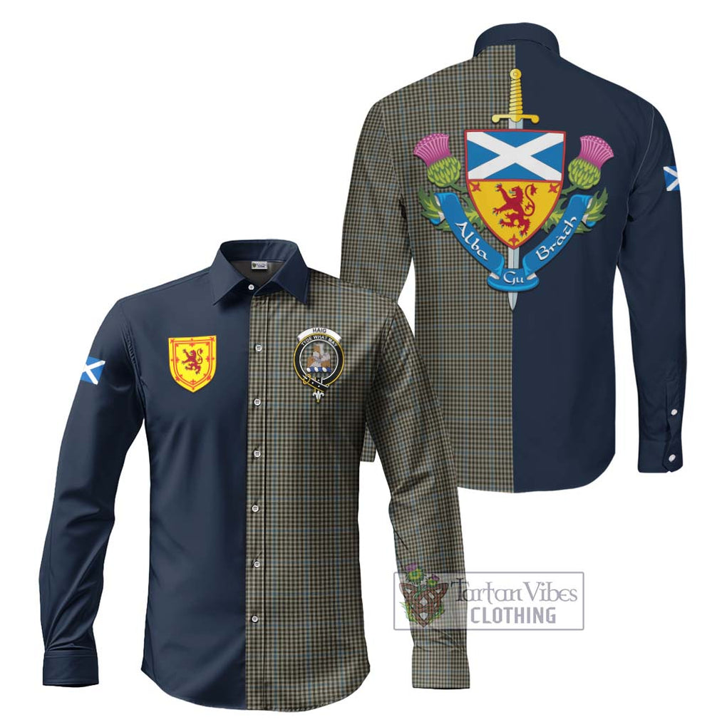 Tartan Vibes Clothing Haig Tartan Long Sleeve Button Shirt with Scottish Lion Royal Arm Half Style
