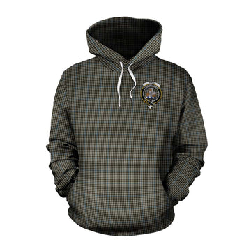 Tartan Vibes Clothing Haig Tartan Cotton Hoodie with Family Crest and Bearded Skull Holding Bottles of Whiskey